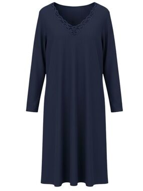 Calida Navy Cotton Nightgown Cosy Cotton Nights Size Medium